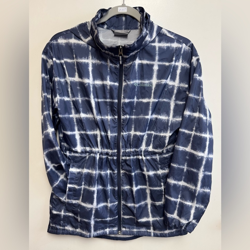Columbia Punchbowl Packable Hooded Girls’ Rain Jacket Blue/White Size L (14-16)